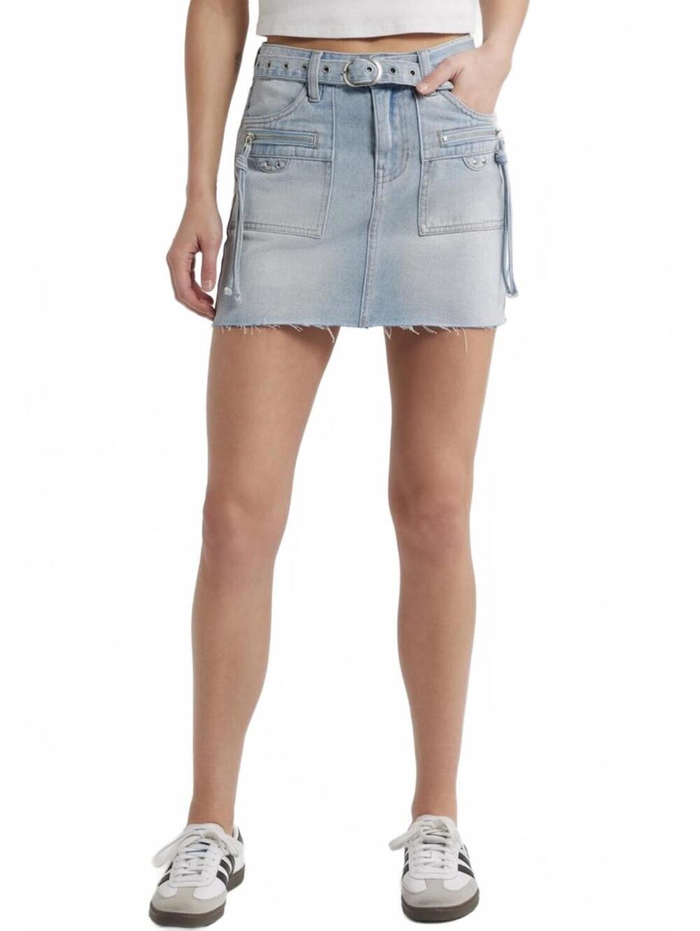PTCL Eve Moto Zip Pocket Mini Denim Skirts Light Wash NWT XS